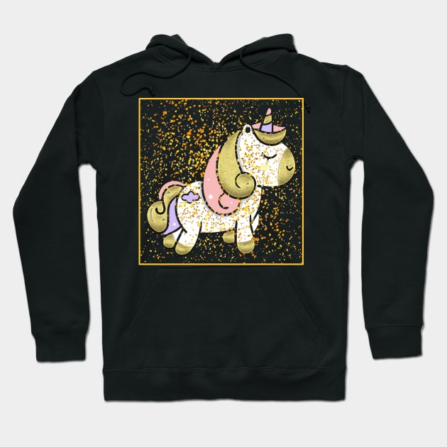 Gold Glitter Unicorn Hoodie by Imutobi